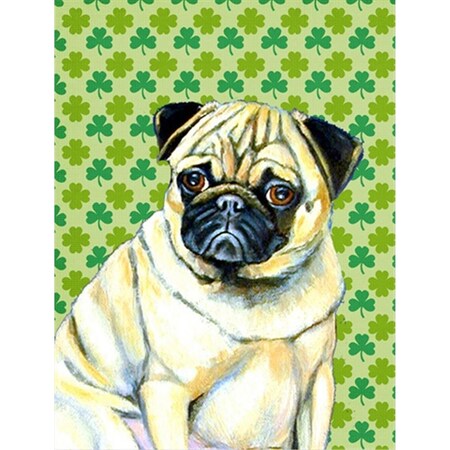 Carolines Treasures Pug St. Patricks Day Shamrock Portrait Flag Canvas - House Size LH9207CHF